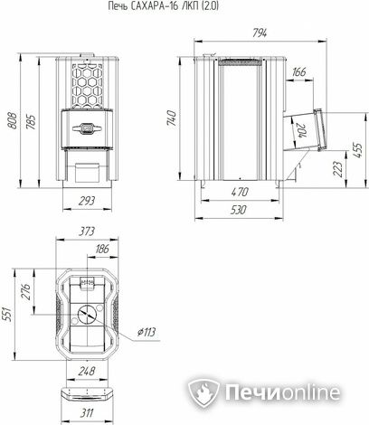 Дровяная банная печь Теплодар Сахара-16 ЛКП (2.0) в Златоусте